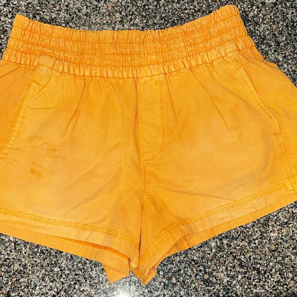 Aerie High Waist Orange Shorts with Elastic Waistband